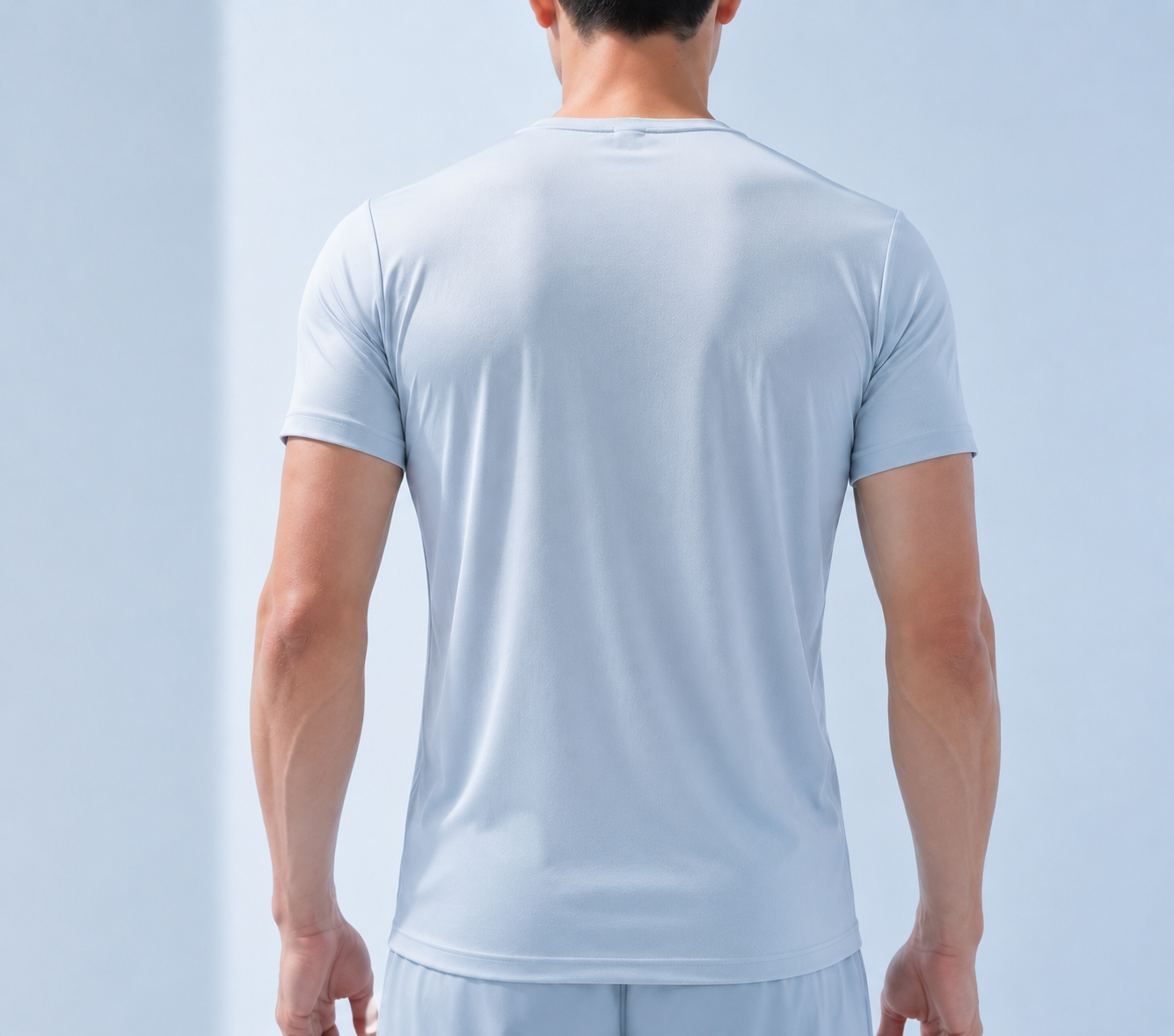 Lightweight pale-blue close-to-skin cooling T-shirt